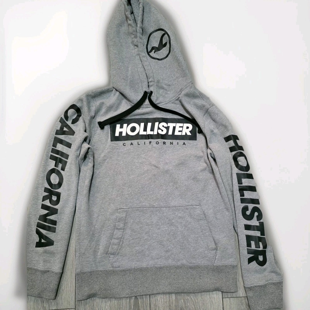 Hollister Men's Gray Pullover Hoodie Size Small Long Sleeve Casual Sweatshirt
